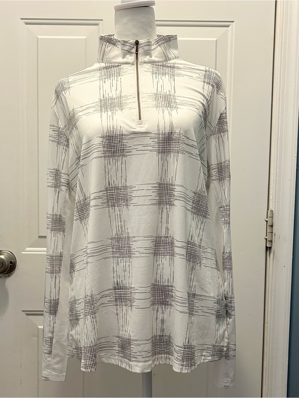 SanSoleil Top Womens Large Quarter Zip White Gold UV 50 Cooling Long Sleeve Golf